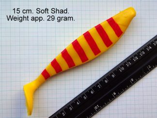 15 cm shad (gul-rød), 1 stk.