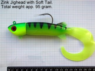 Zink Jig hoved med gummi krop, 95 gram (GRE)