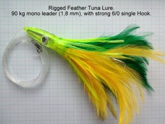 Rigged Feather Tuna Lure. (Gul-Grøn)