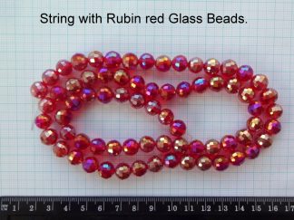 Glas Perler, Facetteret, Rubin Røde, 9 mm (60+ stk.)