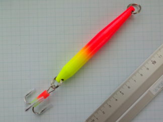 Pirk, 100 gram Japan Rød med 3x-2/0 trekrog. (UV-farver)