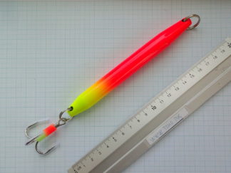 Pirk, 200 gram Japan Rød med 3X-4/0 trekrog. (UV-Farver) --- x 1