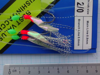 Forfang med UV Skin, og 3 stk. størrelse 2/0 kroge. (Hvid)