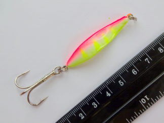 Endegrej til is-fiskeri, 10,5 gram, Pink / Gul ( -DK)
