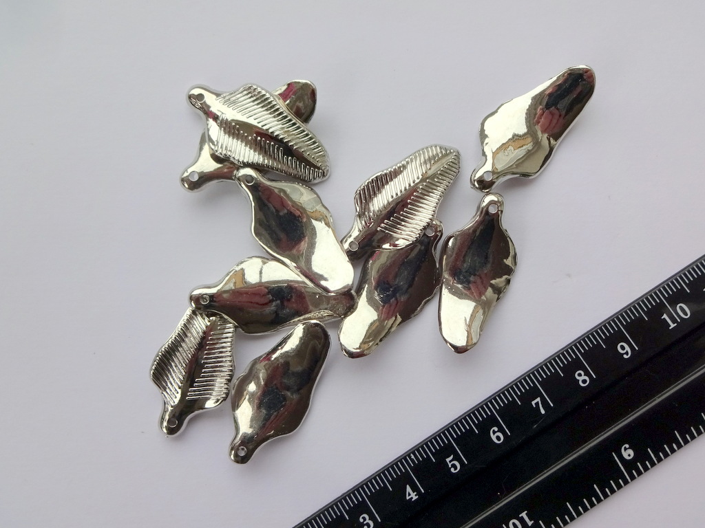 Metal betrukket sildebens perler, ca 26 mm, 10 stk.