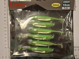 Softbait, Skalund , grøn/hvid , 10 cm