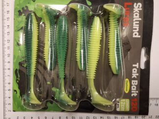 Softbait, Skalund , grøn/gul , 12 cm