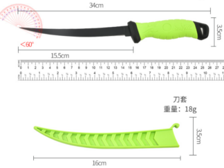 Fillet Kniv, med gummi håndtag. 25,5 cm. (Neon)