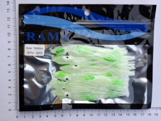 Sprutter, 6 stk. pose, 10 cm (Hvid-Grøn) Selvlysende.